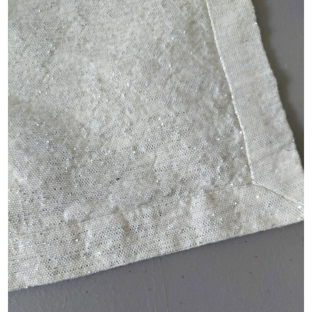 Silver Tinsel Cotton Placemats Set of 7 Textured Off White Tailored Elegant
